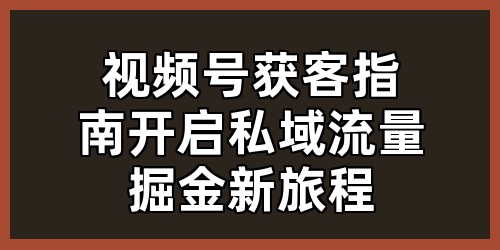 视频号获客指南：开启私域流量掘金新旅程