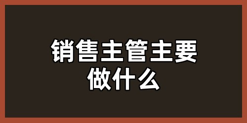 销售主管主要做什么